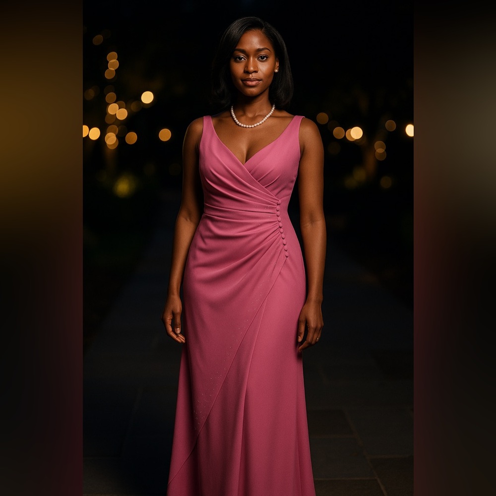 Alfred Angelo sz 14 long pink w/ sequins formal dress